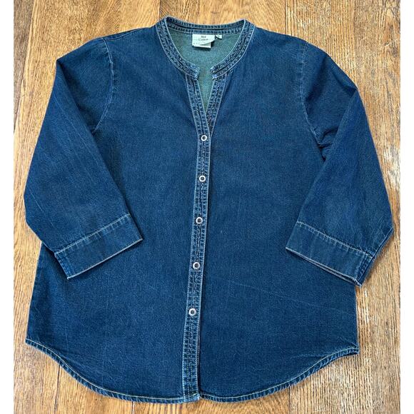 Hot Cotton by Marc Ware Denim Tunic Blouse Jacket Women’s Sz S  Snap Front - Picture 2 of 8